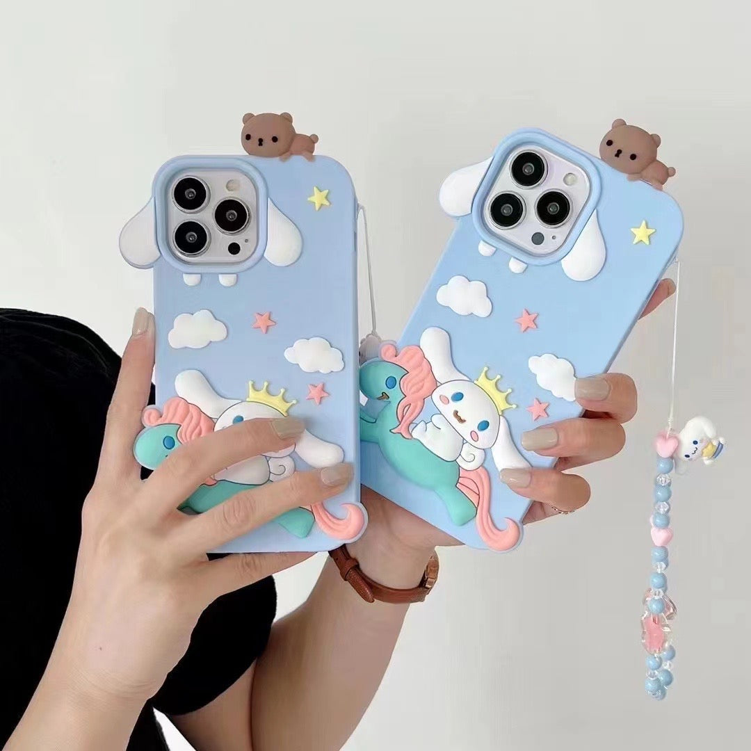 Cute 3D Unicorn Lanyard Silicon Phone Cases For iPhone