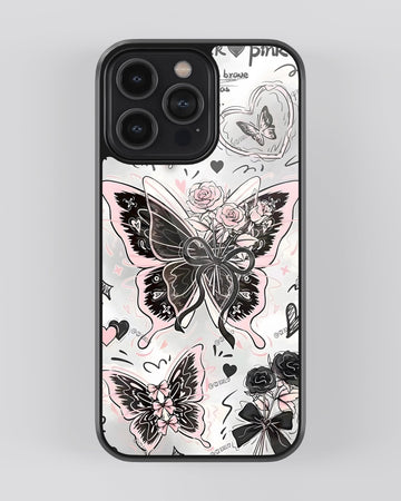 Girls Aesthetic Mobile Cover (Black Pink Butterfly)