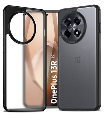 Rugged Frosted Semi Transparent PC Shock Proof Slim Back Cover for OnePlus 13R 5G, 6.78 inch, Black