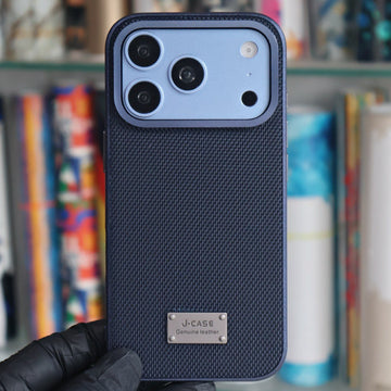 J-Case Leather Textured Case-Blue-iPhone 17/18 Pro Max