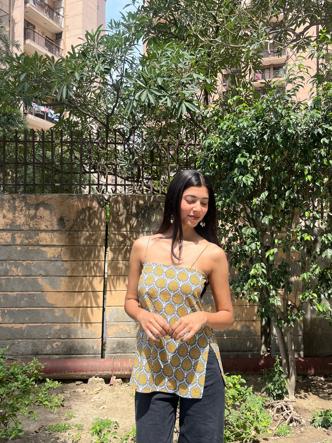 Off White Owl Print Sleeveless Cotton Crop Kurti Top for Women (Buy 1 Get 1 Free)