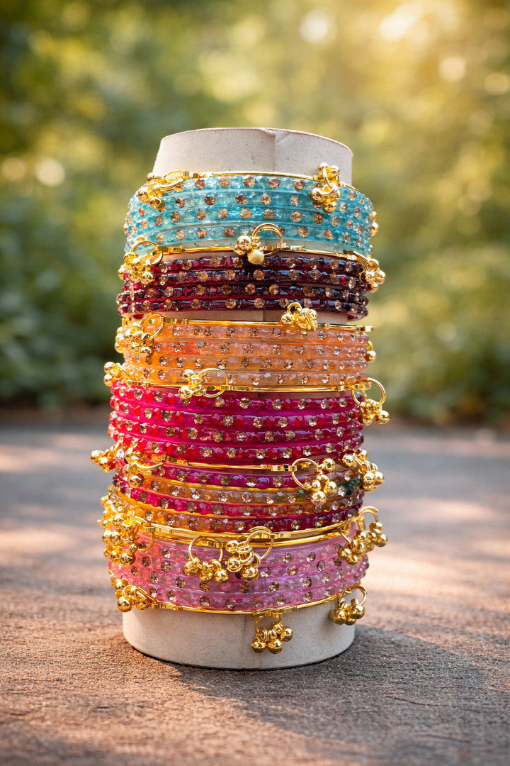 12 pieces raindrops bangles and 4 pieces Kashmiri bangles set