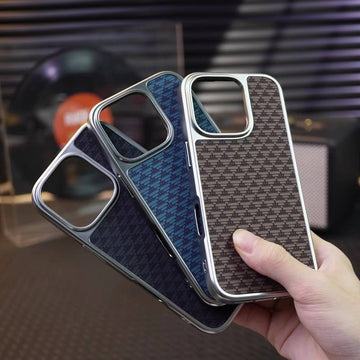 Kevlar Carbon Fiber Protective Case Suitable for Apple 16promax Phone case 17 Electroplated Silver Matte Anti-drop Cross-border