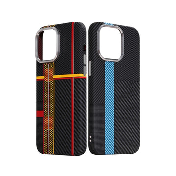 LUXO Carbon Fiber Design Case for iPhone 14/15 Pro Max Luminous Embossed Slim PC Magnetic Cover Glow in the Dark