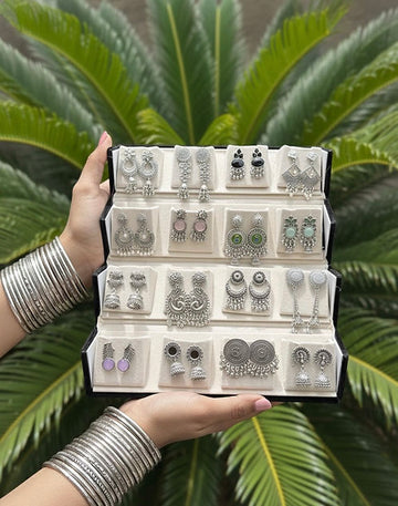 16 PC OXIDISED JHUMKAS + BLACK BOX