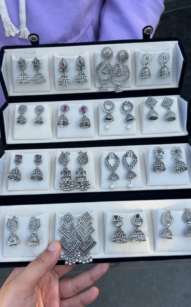 16-32 PC OXIDISED JHUMKAS + BEST BOX