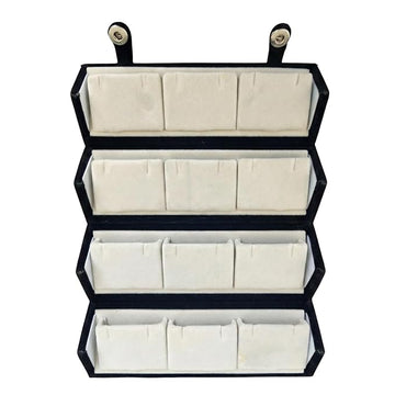 Velvet Earring Organizer Box for Women – 4-Layer Foldable Jewellery Storage Case, Jewelry