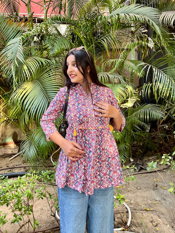 Purple Printed Boho Tunic Top (Buy 1 Get 1 Free)