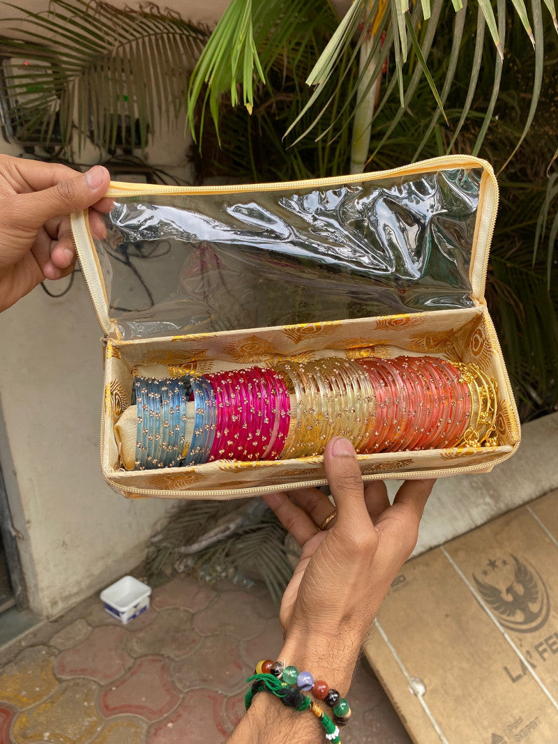 Gold color Kashmiri bangles box 48 raindrops bangles & 4 Kashmiri bangles set