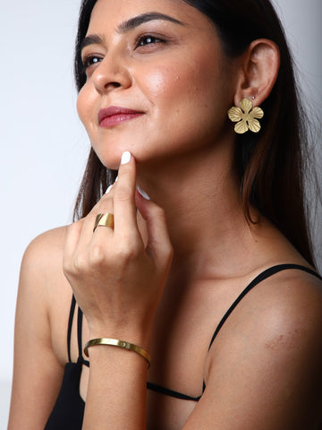 Slant plain Brass Adjustable Ring
