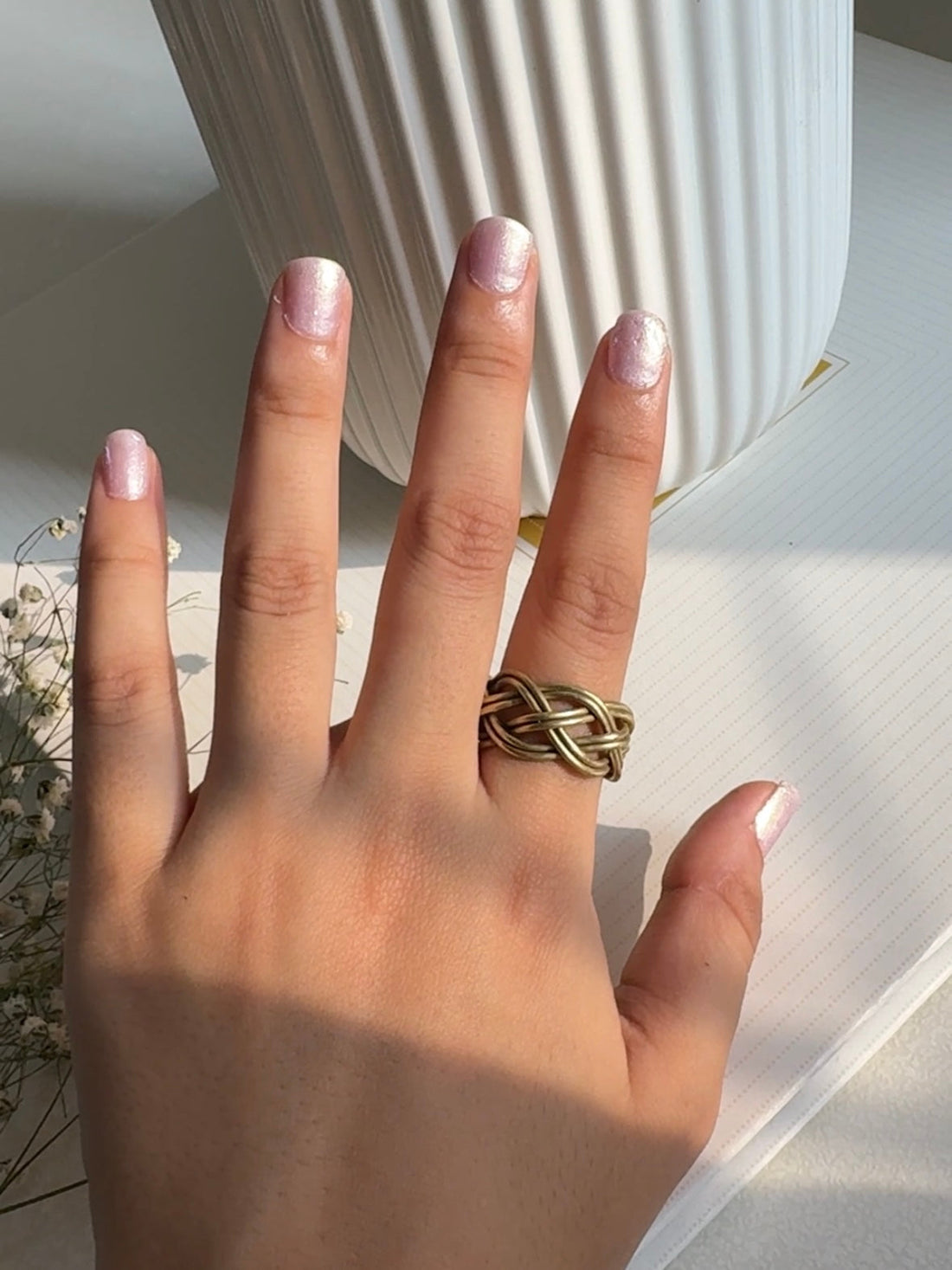 Strings Tri Statement Brass Rings