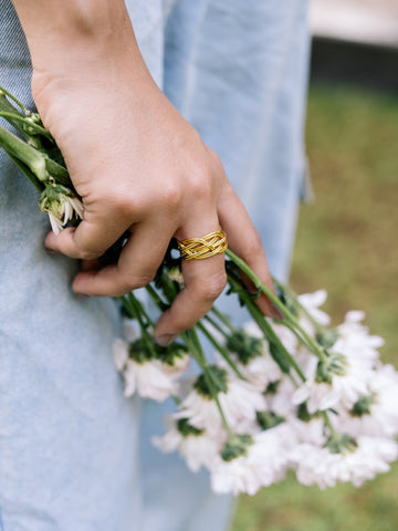 Braided Statement Adjustable Brass Ring