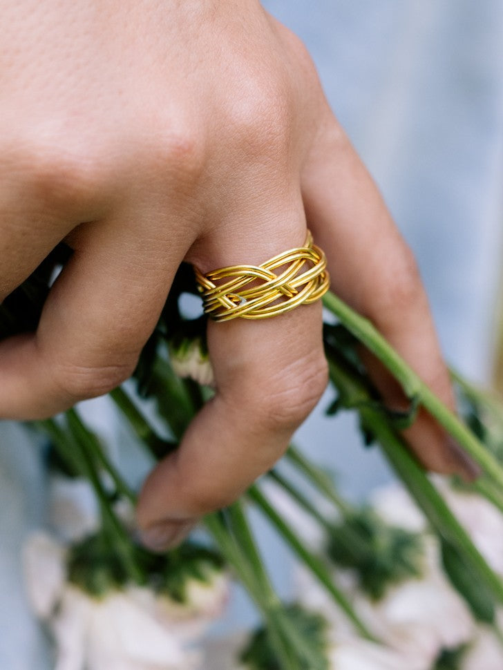 Braided Statement Adjustable Brass Ring