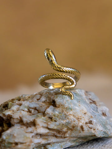 Serpent Twist Brass Ring (Adjustable)