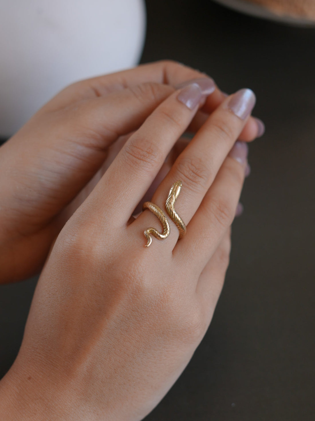 Serpent Twist Brass Ring (Adjustable)