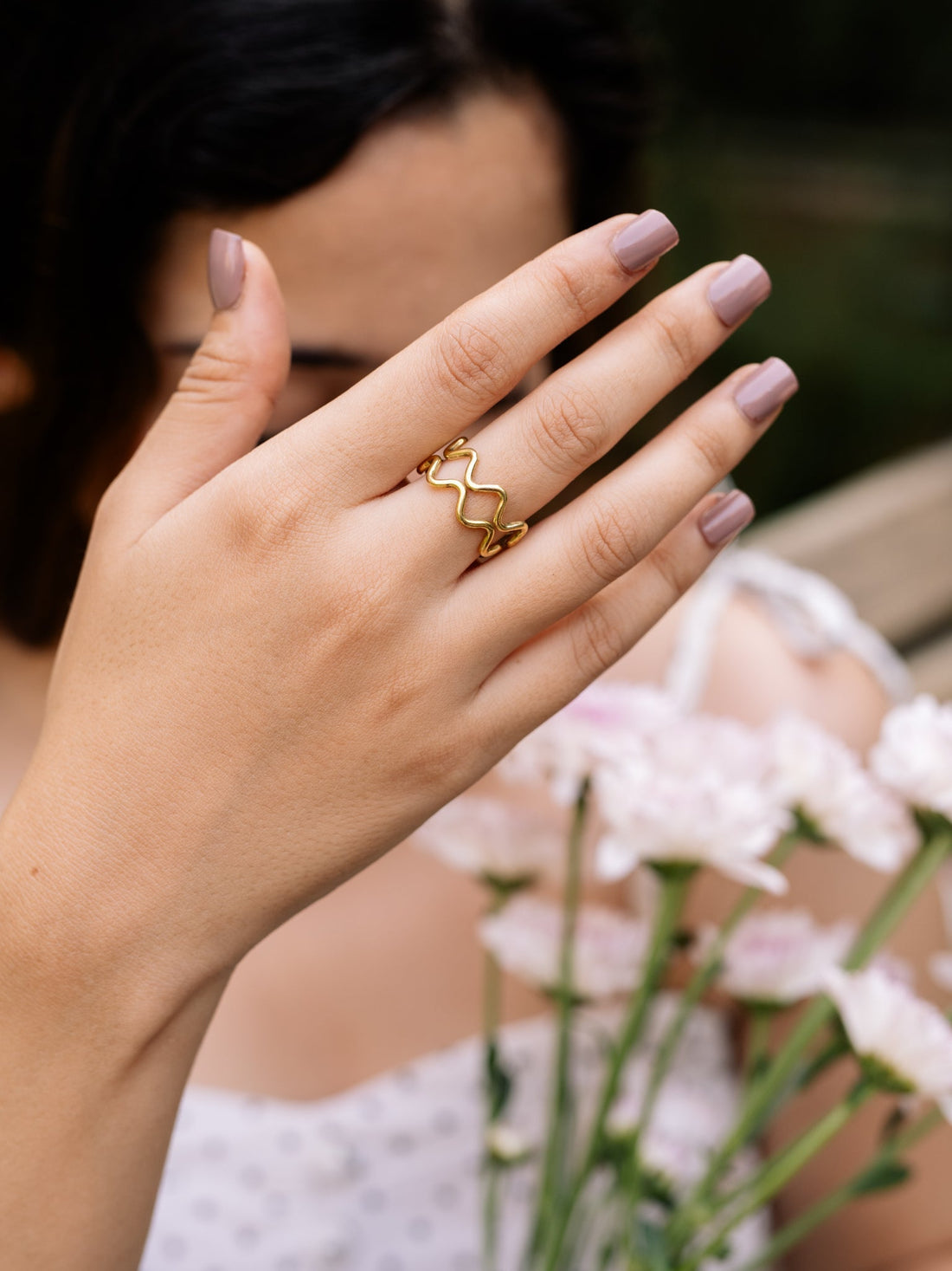 Double Wave Brass Adjustable Ring