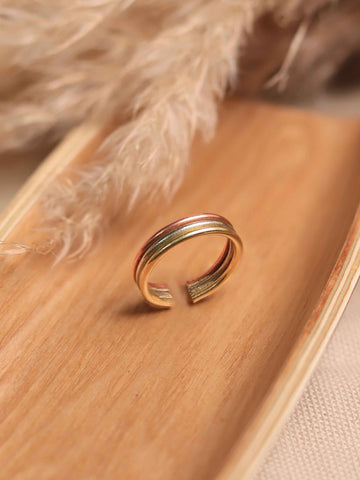 Triple Band Ring Brass and Copper Mixed Metal
