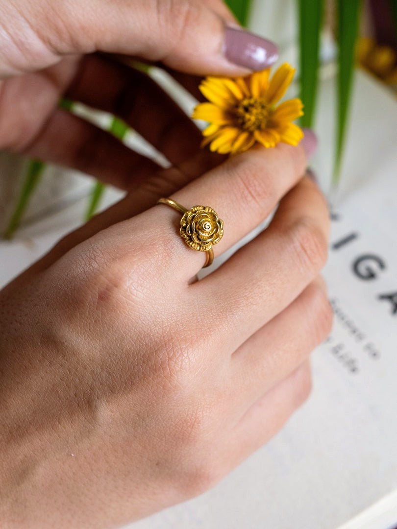 Rose Brass Ring Adjustable