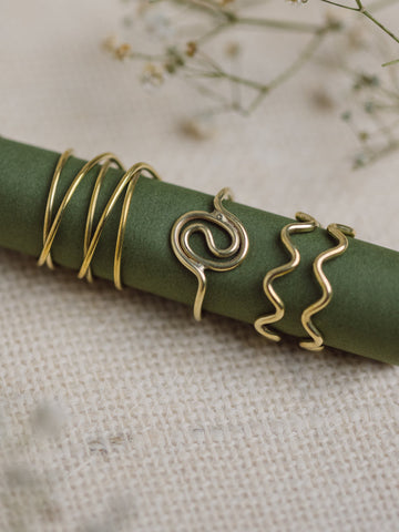 Rustic Adjustable Brass Rings Combo