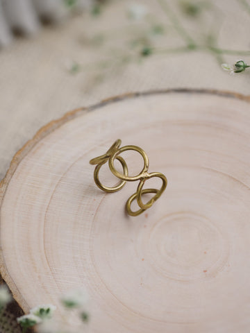 Oval Hallow Adjustable Brass Ring